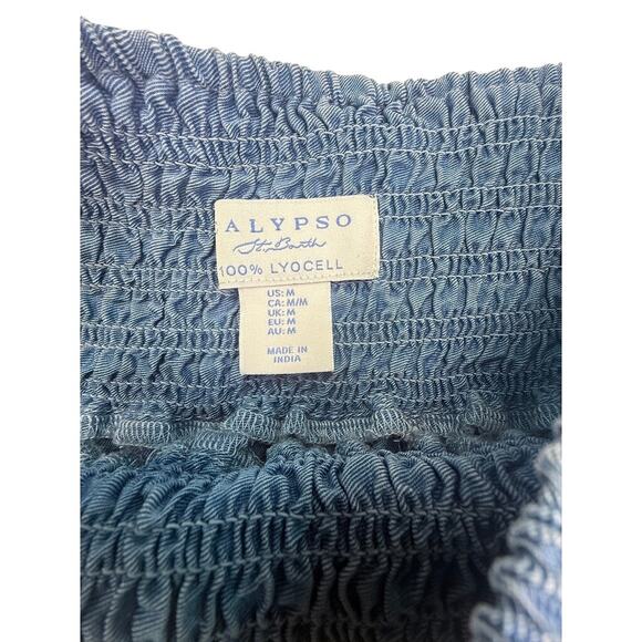 Calypso St. Barth Blue Lyocell Smocked Waist Maxi Skirt Women’s M - Picture 3 of 9